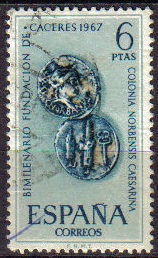 z vendido España 1967 1829 Sello º Fundacion de Caceres Denario Romano Timbre Espagne Spain Spagna Espana Spanje Spanien 
